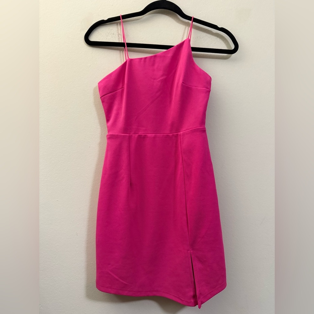 NWT Lulu’s Party for Two Asymmetrical Bodycon Cocktail Dress in Hot Pink - XS - Picture 3 of 11